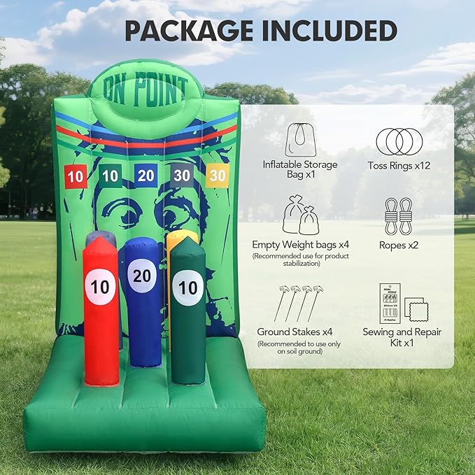 Inflatable Carnival Game with Built-in Blower, Portable Fun Toss Game for Backyard, Outdoor Carnival & Party