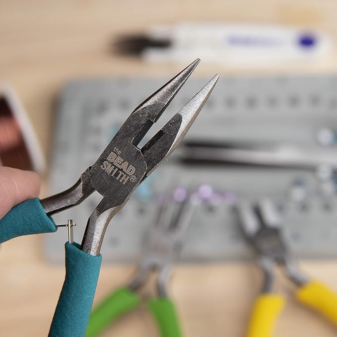 The Beadsmith Color-ID Pliers – Color Coded Set – 5 Inches, 3 Piece Kit: Chain Nose, Round Nose, & Side Cutter – Tools for Jewelry Making