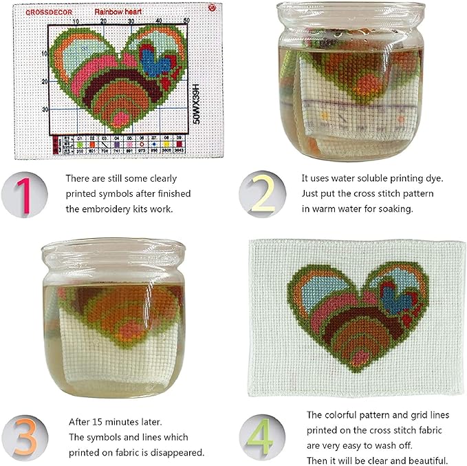 Dimensean Stamped Cross Stitch Kits Full Range of Embroidery Patterns Starter Kits for Beginners Adult or Kids DIY Cross Stitches Needlepoint Kits 11CT-Van Gogh Starry Cat 18x18 inch