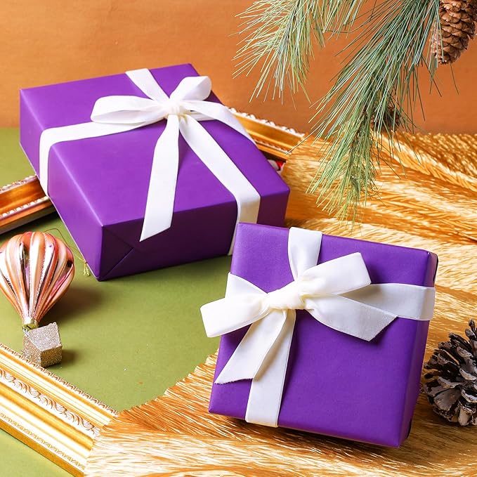LaRibbons Thin Velvet Ribbon 1 Inch x 25 Yards, White Velvet Ribbon for Christmas Tree, Gift Wrapping, Wreath Bow, Outdoor Decoration