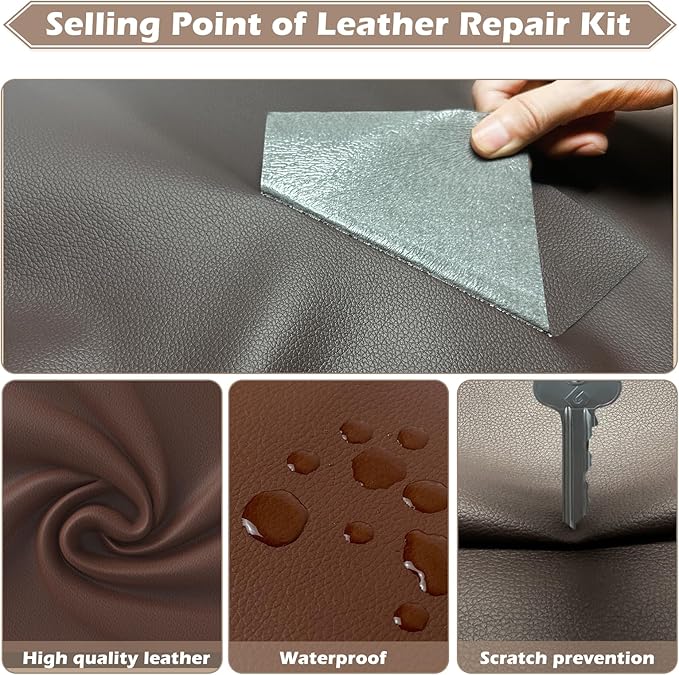 Leather Repair Tape, 4.7x63 inch Leather Patches for Furniture, Self Adhesive Leather Repair Patch for Sofas, Couches, Leather Covers, Seats, Chairs, Vinyl Repair Tape Beige White