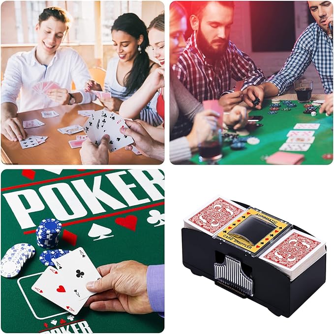 Unniweei Automatic Card Shuffler, Battery-Operated Electric Shuffler, Casino Card Game for Poker, Home Card Game, UNO, Phase10, Texas Hold'em, Blackjack, Home Party Club Game