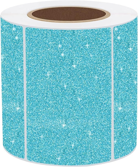 3x2 Inch Holographic Thermal Labels, Glitter Blue Thermal Sticker Labels, Waterproof Thermal Printer Stickers for Price, Barcode, Name, Custom Logo Design, 200 Pcs/Roll