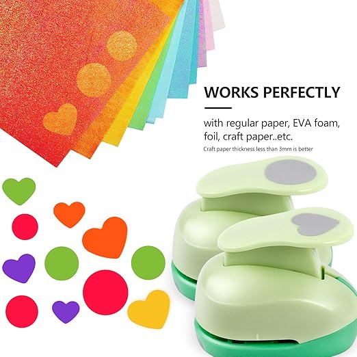UCEC Circle Hole Punch, Paper Punches for Crafting, 3/8+5/8+1 Inch Circle Punches, Heart Hole Punch, Shape Puncher Cutter for Paper Crafts Scrapbooking, 6Pcs
