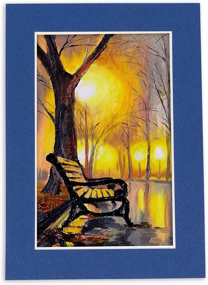 11x14 Mat for 8.5x11 Photo - Precut Bottle Blue Picture Matboard for Frames Measuring 11 x 14 Inches - Bevel Cut to Display Art 8.5 x 11 Inches - Acid Free ONE MAT with Backing Board & Clear Bag
