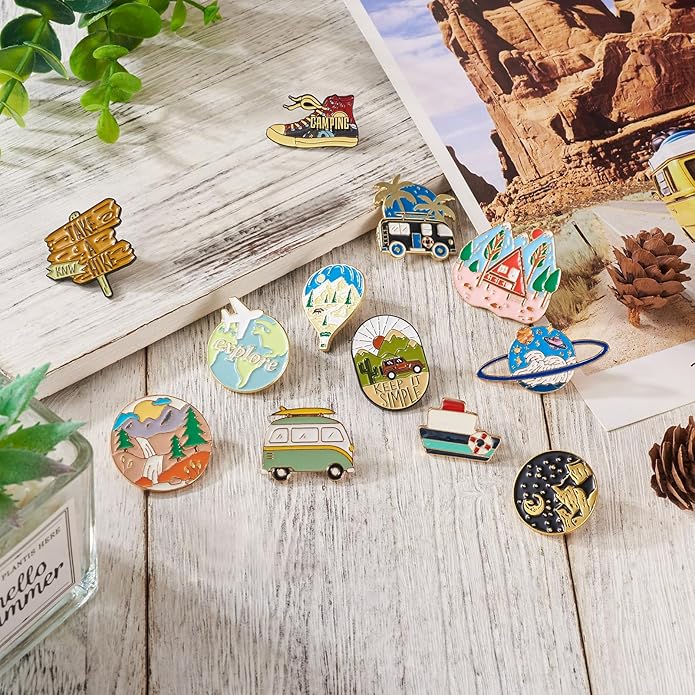 Mixed Enamel Pins for Backpacks, Beadthoven Cute Enamel Brooch Pins Set, Funny Backpack Pins, Aesthetic Lapel Badge Pins Bulk for DIY Clothes Accessories Holiday Gifts