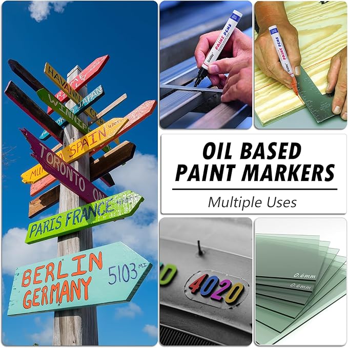 Brown Paint Markers, 12 Pack Oil-Based Waterproof Quick Dry Permanent Paint Pen Set for Rocks Painting, Wood, Fabric, Plastic, Canvas, Glass, Mugs, Metal, Tire, Stone, DIY Craft