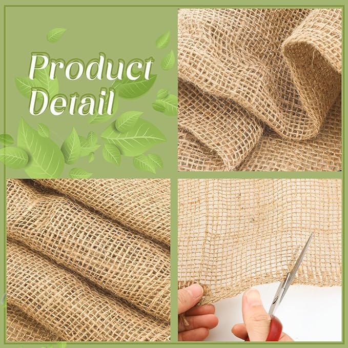 Buryeah 60 Inch x 33 ft Burlap Fabrics Roll Natural Jute Burlap Tree Wraps Protector Winter Frost Plant Blankets Cloth Weed Barrier Fabric Garden Plants for Winter Outdoor Trees Shrubs Party