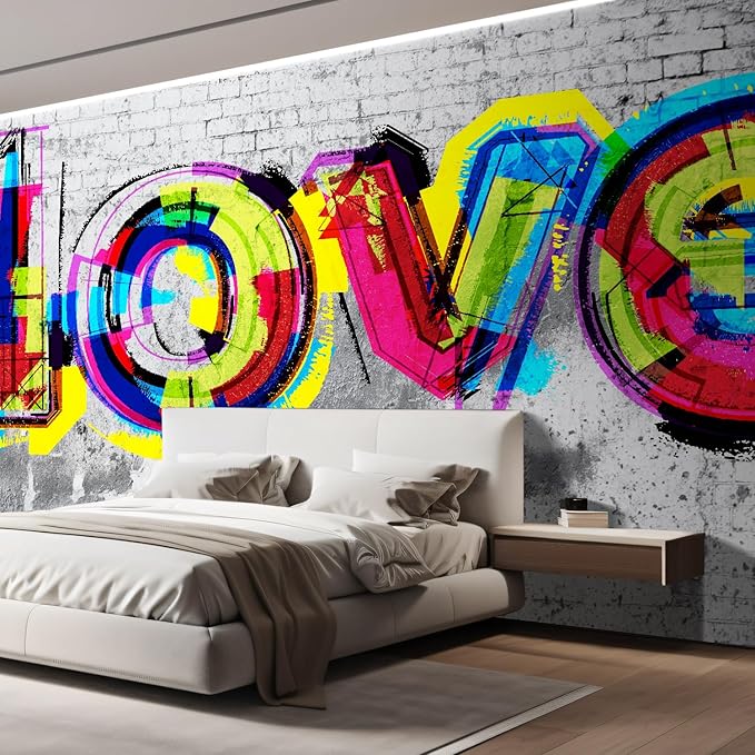 wall26 Wall Sticker/Wall Mural Colorful Graffiti, Not Peel and Stick, Non-Woven Wallpaper Decorative for Bedroom, Living Room, Office - 96x120 inches
