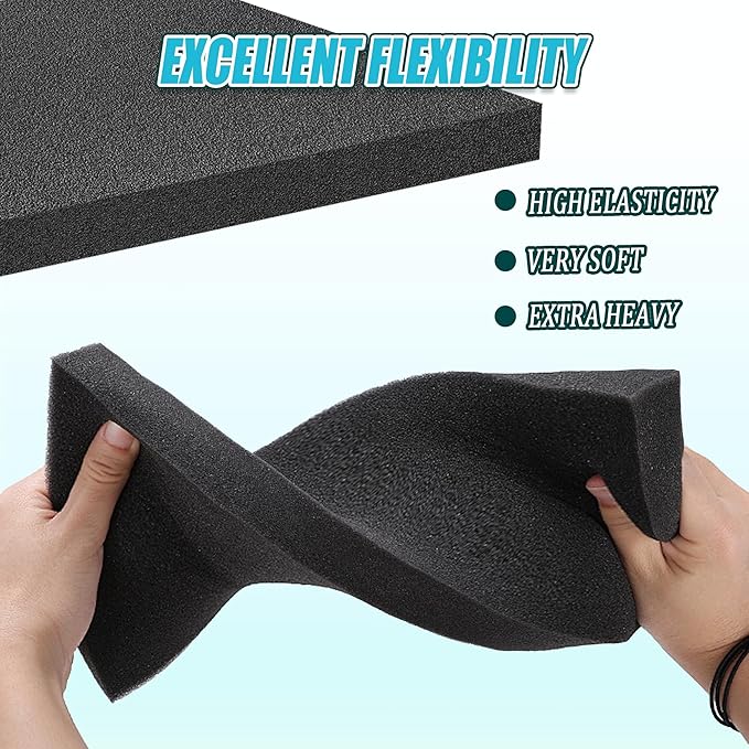 Black Packing Foam Sheets- 8PCS Cuttable Polyurethane Foam Pads Polyurethane Cushioning Inserts Black Foam Board for Packing Cases and Crafts- 16" X 12" X 1" (8)
