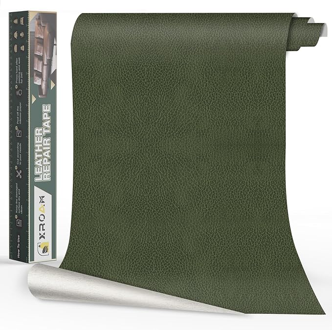 Leather Repair Tape, 16x40 inch Leather Patches for Furniture, Self Adhesive Leather Repair Patch for Sofas, Couches, Leather Covers, Seats, Chairs, Vinyl Repair Tape Retro Green