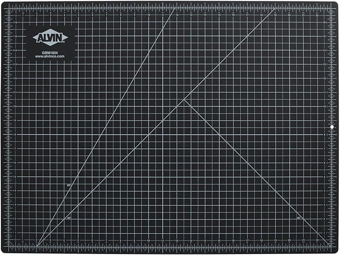 ALVIN GBM Self-Healing Cutting Mat 18 x 24 inch | Double-Sided Green/Black | 5-Layer Gridded Surface for Arts, Crafts and Sewing - Model GBM1824