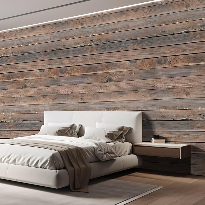 wall26 Horizontal Brown Vintage and Retro Wood Textured Paneling, Wall Mural, Removable Wallpaper, Home Decor - 96x120 inches