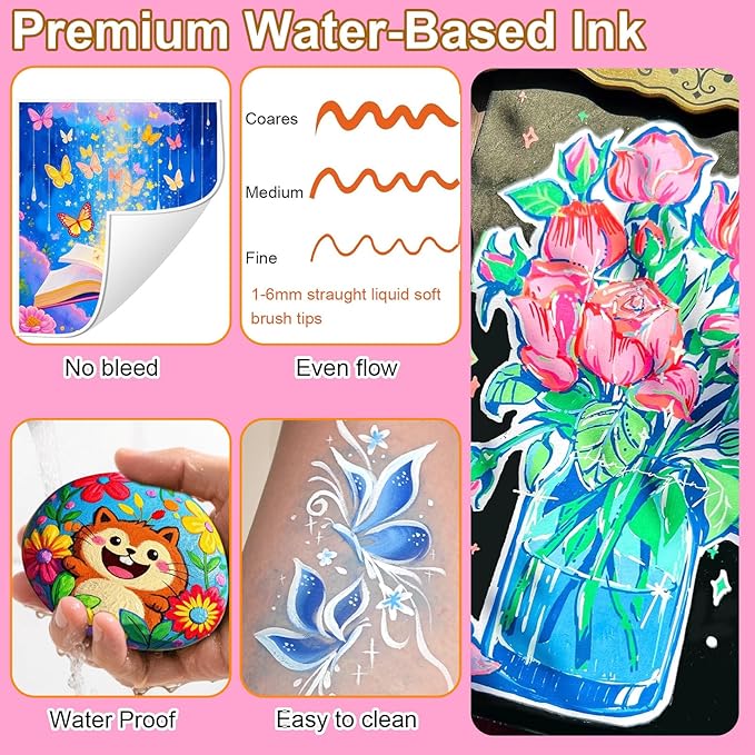 96 Colors Dual Tip Acrylic Paint Markers, 48 Pack Waterproof, Non-Toxic, Odorless Acrylic Markers Pens，Paint Pens & Paint Markers for Rock, Wood, Glass, Stone, Canvas, Fabric and Paper Painting