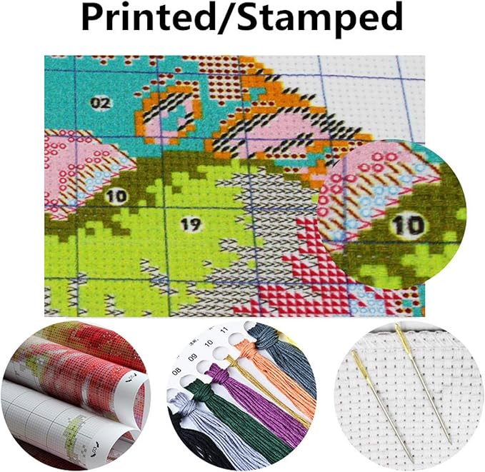 Dimensean Stamped Cross Stitch Kits Full Range of Embroidery Patterns Starter Kits for Beginners Adult or Kids DIY Cross Stitches Needlepoint Kits 11CT-Peacock Butterfly 17.7x17.7 inch