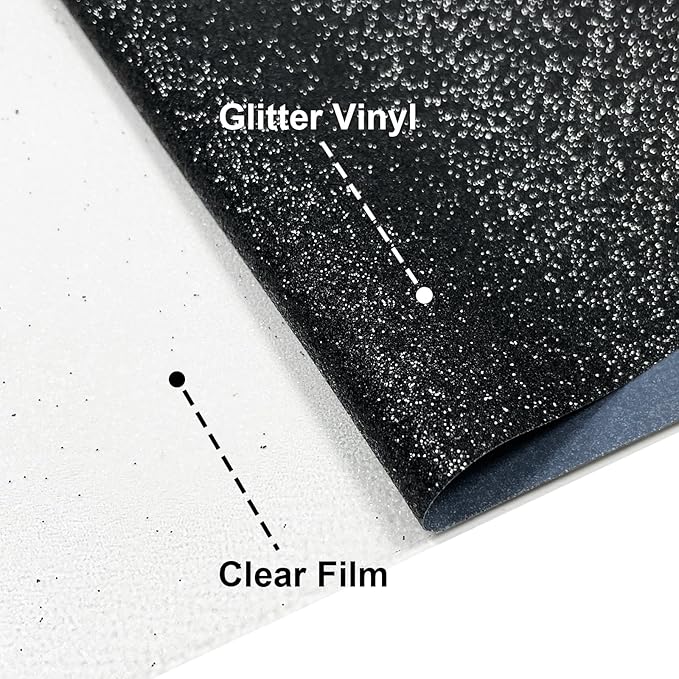 Black Glitter HTV Heat Transfer Vinyl, 12" x 5ft lron on Vinyl, for T-Shirt Ironing, Vinyl HTV Easy to Cut and Weed, The Best Choice for DIY Creativity. (Black, 12" x5ft)