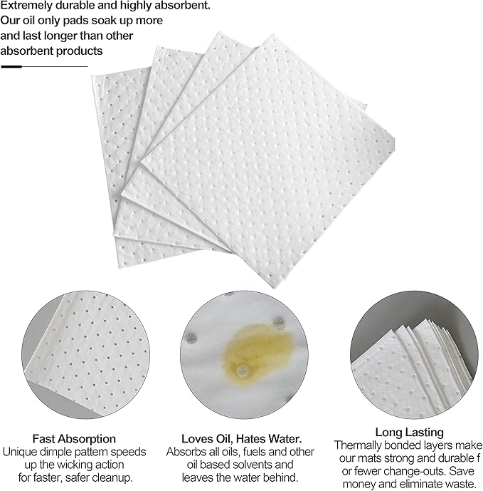 Aain Oil Absorbent Mat Pad, Heavy weight Economical Oil Absorbent Pads,Absorbs Liquids,20" Length x 15" Width, White.