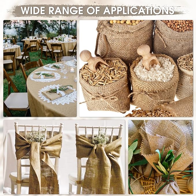 Burlap Fabric - Garden Burlap Fabric Roll Natural Jute Outdoor Fabric Burlap Weed Barrier Trees Trunk Wrap for Crafts Farmhouse Gardening Table Decor for Crafts (19.7" x 15 Feet)