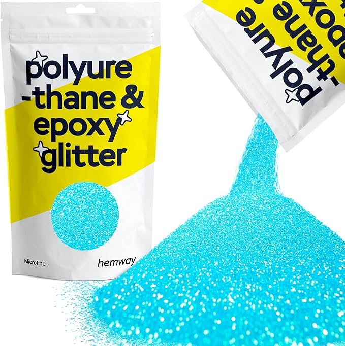 Hemway Polyurethane & Epoxy Resin Glitter 100g / 3.5oz Metallic Crystal Flake Additive for Flooring Jewelry Tumblers Glass Pigment - Microfine (1/256" 0.004" 0.1mm) - Baby Blue Iridescent