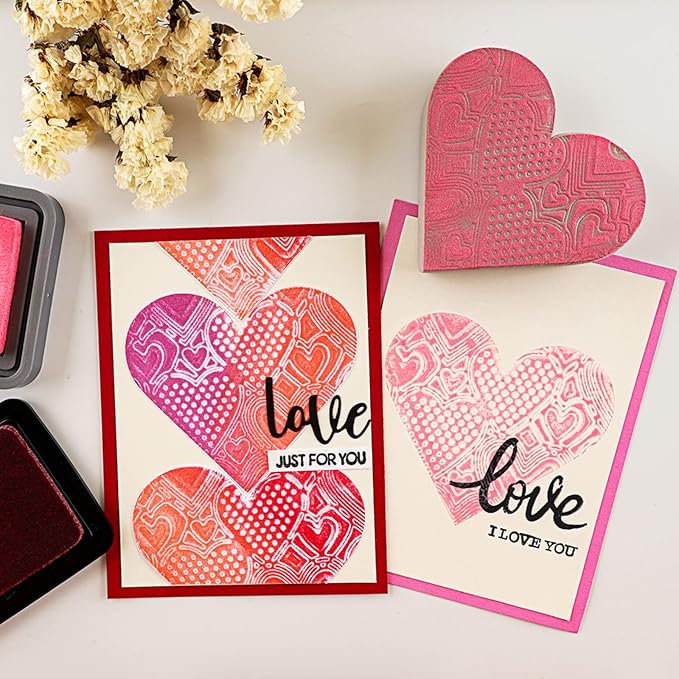 BAOFALI 4 Pcs Heart Cut Stamping Foam Grey Moldable Foam Stamps Plastic Dry Foam Stamp Pad Cut and Dry Foam Stamping Foam Block for Sculpture, Modeling, DIY Arts and Handicrafts Projects