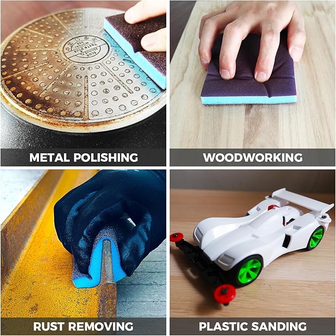 18pcs Sanding Sponge 180 grit Soft Sanding Block Washable and Reusable, Double-Sided Sponge Sanding Blocks Wet Dry Sandpaper Pad for Wood Metal FurniturePaint