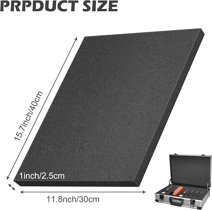 DECOHS 6 PCS Polyurethane Foam Sheet-16x12x1 Inch Cuttable Foam Inserts for Cases-Packing Foam Pads for Toolbox Camera Storage and Crafts