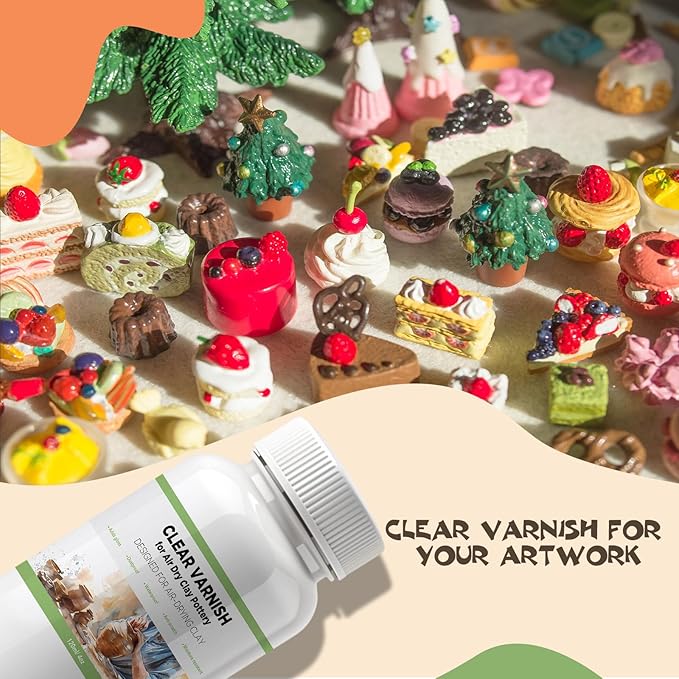 120ml Air Dry Clay Varnish - Air Dry Clay Sealant for Airdry Clay - Clear Varnish for Air Dry Clay Pottery - Gloss Finish Clear Varnish for Pottery, Used to Prevent Clay Cracking, Scratches, Wear