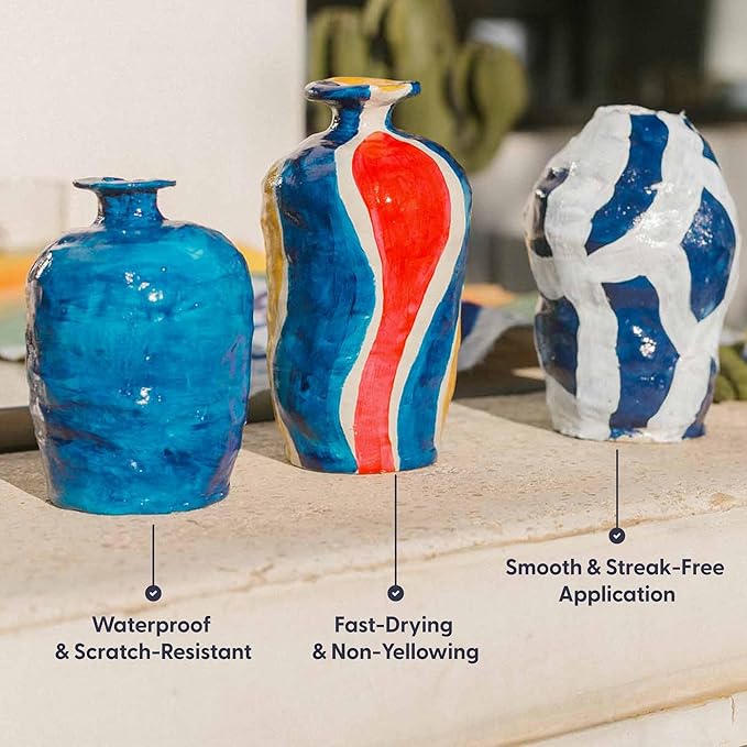 Sculpd Clear Glaze for Air Dry Clay and Acrylic Paint, Create Waterproof Pottery from Home, Scratch Resistant, Gloss Varnish