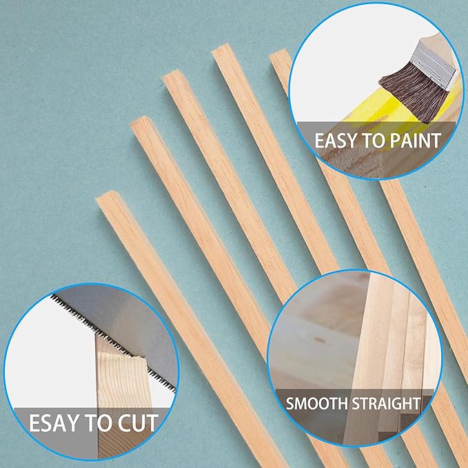Balsa Wood Square Dowels 30Pcs 1/2 x 1/2 x 12 inch DIY Sticks for Crafts Model Making(1/2"x12"-30pcs)