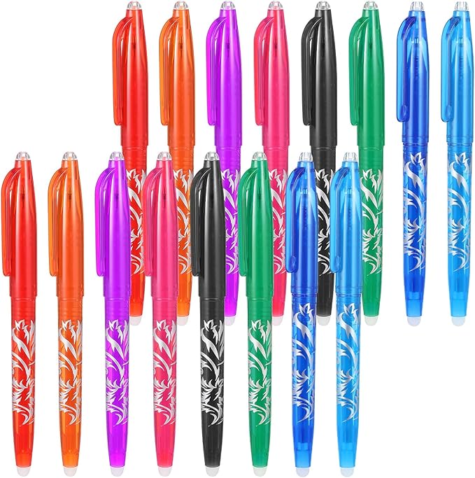 Hpmjz 16pcs Heat Erasable Pens for Fabric, Fabric Marking Pens Fabrics Markers No Ghost Lines, Disappearing Ink for Precise Marking for Quilting Sewing Embroidery DIY Dressmaking Fabrics Tailors Chalk
