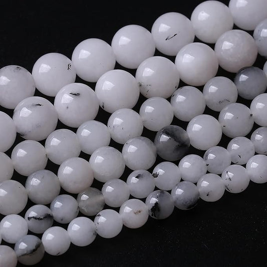60PCS 6MM Black Rutilated Quartz Stone Beads Energy Healing Beads for DIY Jewelry Bracelet Necklace Making for Jewelry Making 15Inch