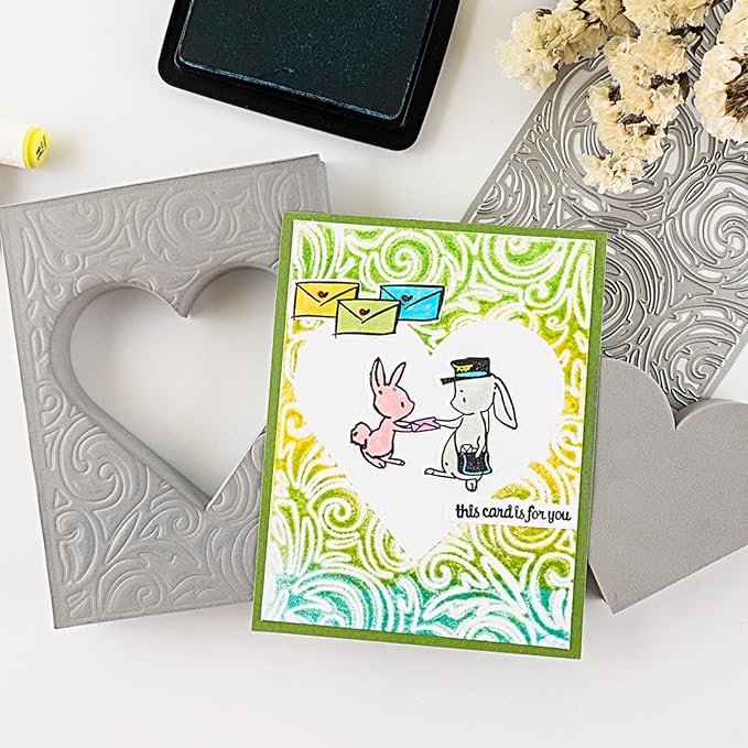 BAOFALI 2 Pcs Heart Cut Stamping Foam Grey Moldable Foam Stamps Plastic Dry Foam Stamp Pad Cut and Dry Foam Stamping Foam Block for Sculpture, Modeling, DIY Arts and Handicrafts Projects