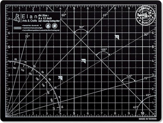 Elan Cutting Mat A4 Black & Taupe, Self Healing Cutting Mat 9x12 Inch, 5-Ply Craft Board Black, Hobby Board for Crafts 9x12 Inch