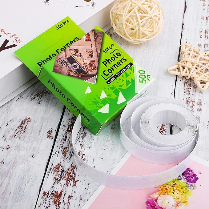 Aneco Transparent Photo Corners Clear Picture Mounting Corner Stickers for DIY Album, Scrapbook, Journal, 500 Pieces/Pack