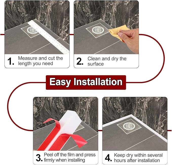uxcell 157 Inch Flexible Quarter Round Molding Silicone Peel and Stick Trim Self Adhesive Shower Water Barrier for Corner Decor Bathroom Kitchen, Gray