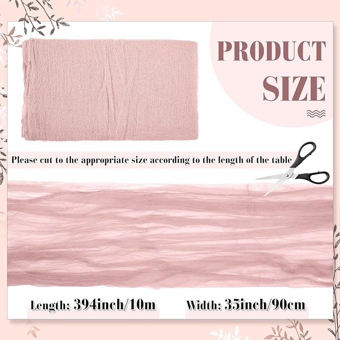 Boao Halloween Cheese Cloth 35.43 x 393.7 Inch Pink Cheesecloth Roll for Crafts Large Cotton Muslin Gauze Fabric for Halloween Outdoor & Indoor Spooky Decoration