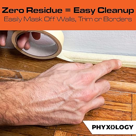 No-Residue 1 in, 60 Yd Masking Tape 1 Pk. Easy-Tear Pro-Grade Removable Painters Tape Great for Home Office or Commercial Contractor Use. Clean, Drip-Free Painting with Durable Wide Crepe Paper Rolls