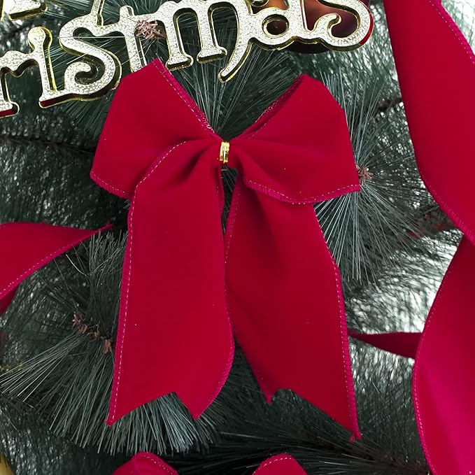 MEEDEE Red Velvet Ribbon - 2.5 Inch Wide, Wired, 25 Yards Spool - Velvet Christmas Ribbon for Tree, Wreaths, Bows
