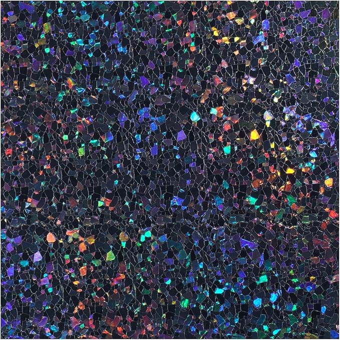 rabbitgoo Blackout Rainbow Window Privacy Film Decorative Stained Glass Diamond Pattern Window Sticker with Iridescent Tint Non-Adhesive Static Cling for Home Office Bathroom, 17.5 x 118.1 inch, Black