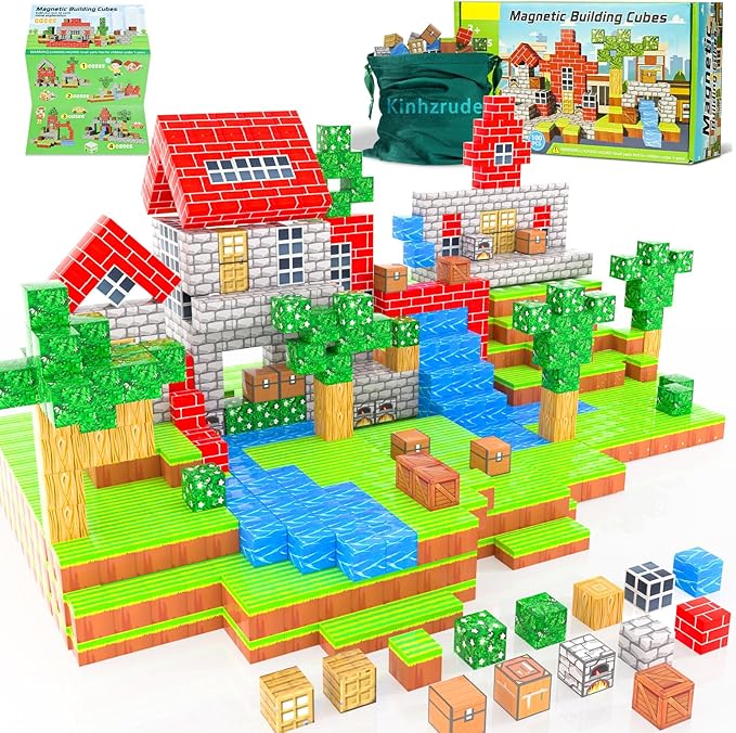 1 inch Magnetic Blocks - 100PCS Magnetic Toy Set, STEM Montessori Sensory Toys for 3+ Year Old Boys & Girls, Creative Construction Toys Gift for Toddlers Kids