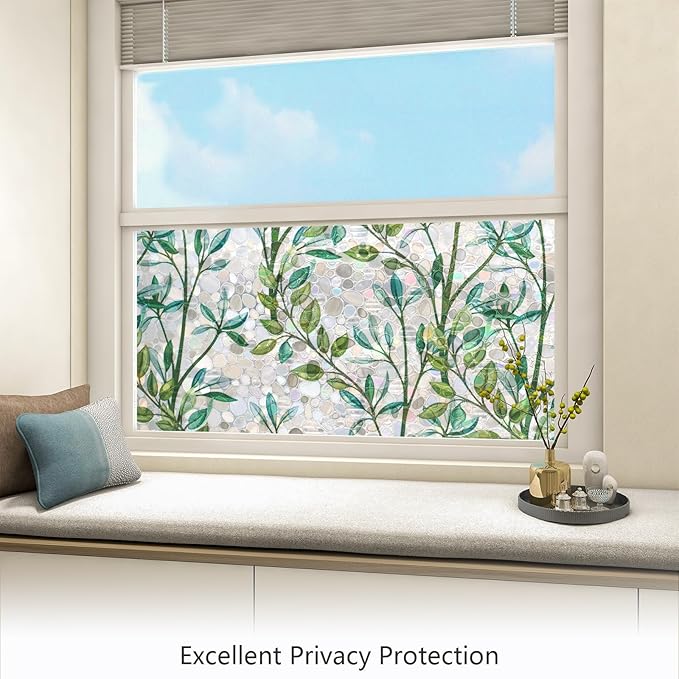 LEMON CLOUD Window Privacy Film, Stained Glass Window Film, Decorative Rainbow Window Clings, Static Cling Non Adhesive Door Stickers, Anti-UV Sun Blocker Heat Control for Home 29.5 x 78.7 inches