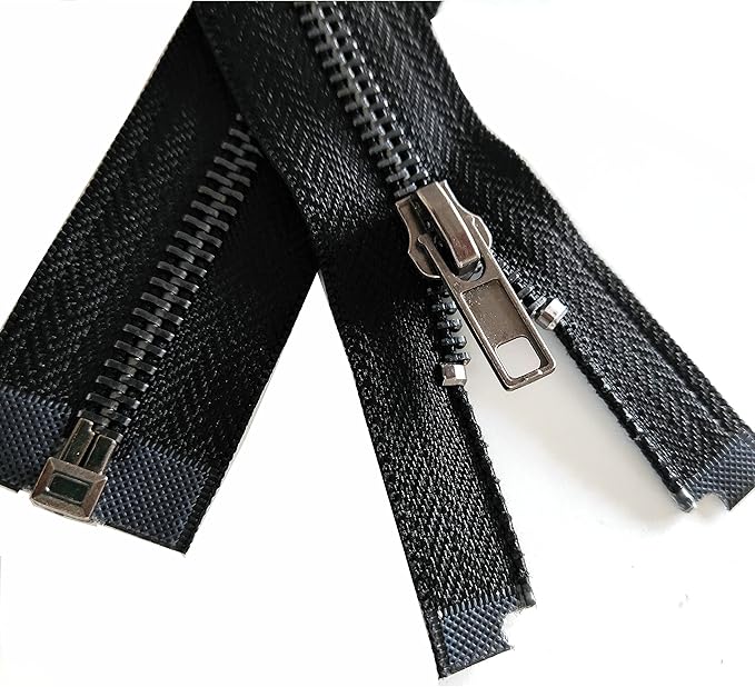 Leekayer Zipper 5# 26 Inch Metal Zippers Black Nickel 66cm Separating Zipper for Sewing Jackets Bag Crafts Handmade Replacement Zipper for Repair Coat Bulk 2pcs