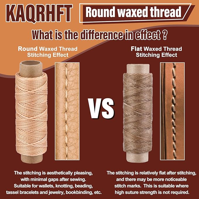 0.55 mm Round Waxed Thread, 14 Colors 76 Yards Spool Wax Coated String, Leather Sewing Waxed Thread for Sewing, Stitching, Beading, Bookbinding, Braiding, Bracelet