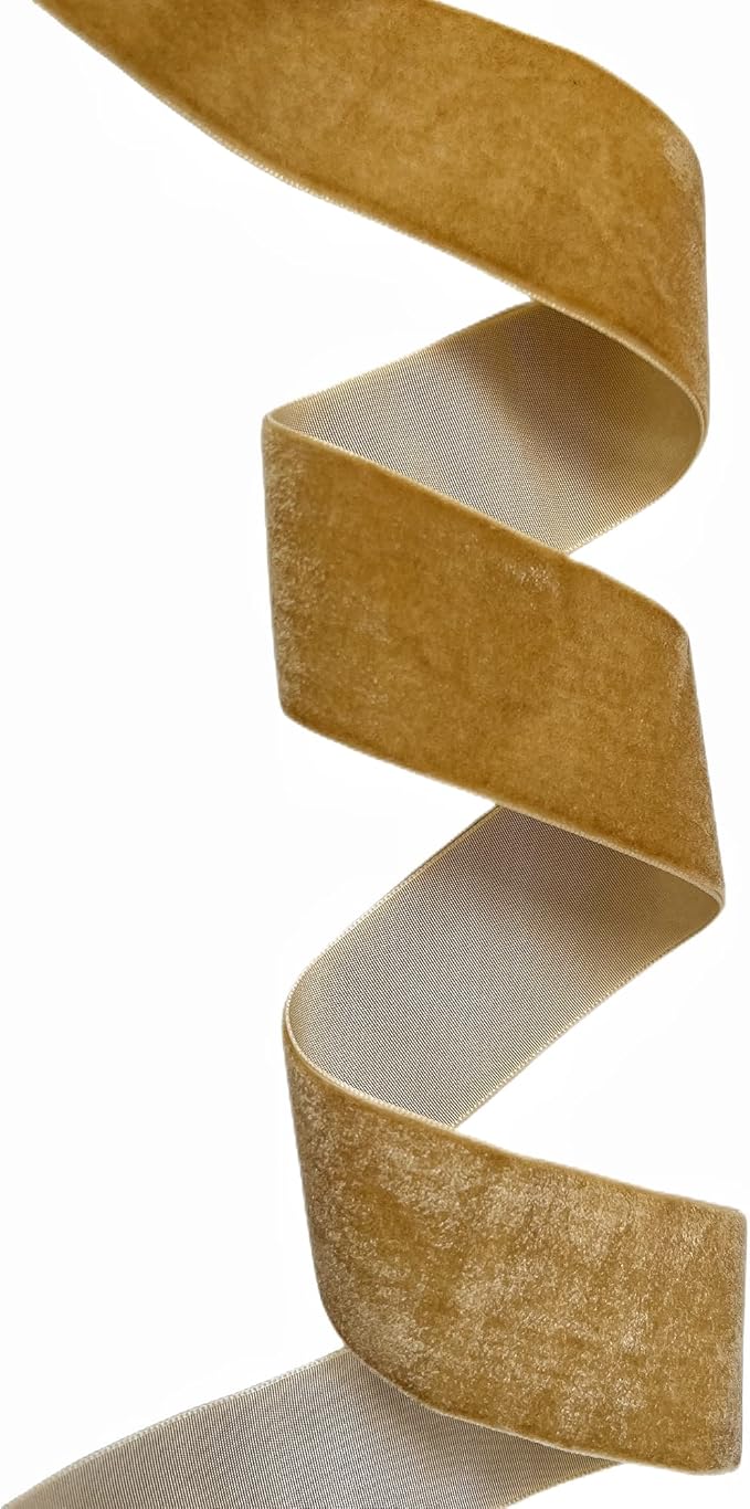 Velvet Ribbon, 1 1/2-Inch by 25-Yard Spool (Khaki)