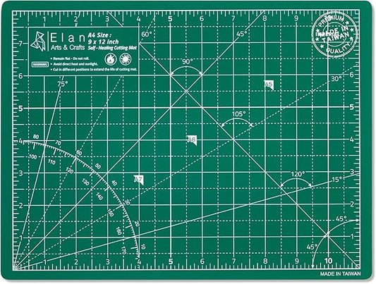 Elan Cutting Mat A4 Green, Self Healing Cutting Mat 9x12 Inch, 5-Ply Craft Board Green, Hobby Board for Crafts 9x12 Inch