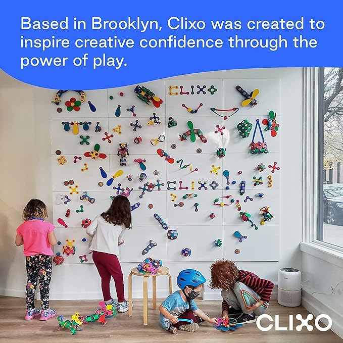 Clixo Rainbow 42 Piece Pack. Flexible Imagination Boosting Magnetic Building Toy. Modular Designs for Hours of STEM Play. Kids Basket Stuffer Gift. Multi-Sensory Magnet Toy, Travel Friendly. Ages 4-99