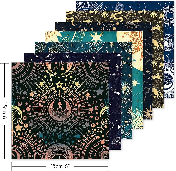 Origami 6x6 Paper Kit 150 Sheets 150 Vivid Colors Double Sided Same Printed Traditional Patterns Square for Arts Crafts Projects Japan Traditional Chiyo.Ethnic Style