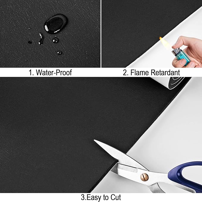 Neoprene Sponge Rubber Foam Sheets with Adhesive Backing, 12" x 60" x 1/2" Black Foam Roll Insulation Board Soundproof Neoprene Mat, Great for Cosplay Padding, DIY, Gaskets, Costume, Crafts
