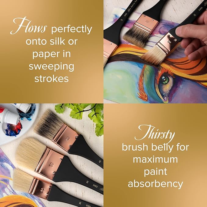 Silver Brush Limited 5403-40 Silver Atelier Oval Mottler Paintbrush for Oil, Acrylic, Watercolor, Gesso and Grounds, Varnish and Top Coat, Size 40, Xtra Long Handle