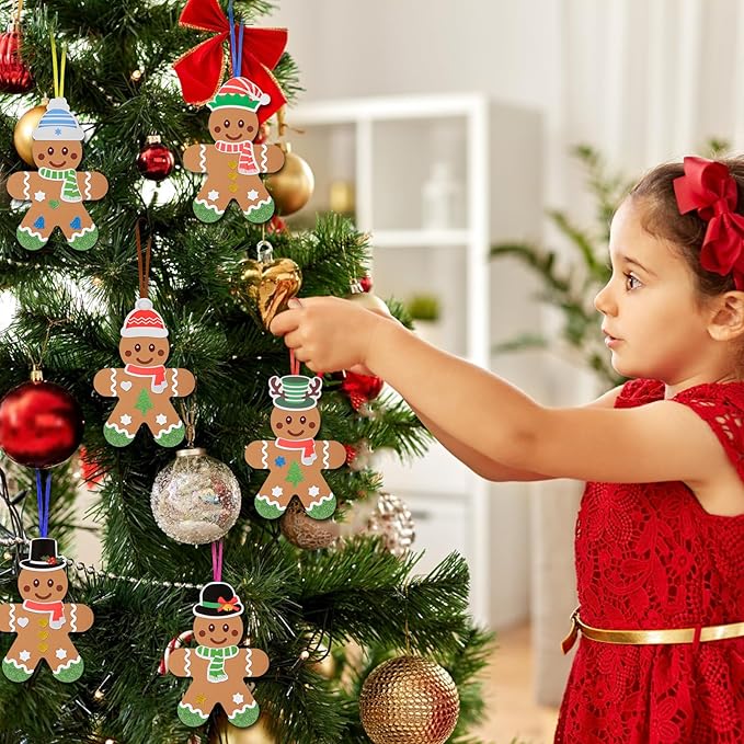 Fennoral 24 Pack Gingerbread Man Craft for Kids Make You Own Gingerbread Man Foam Stickers Ornament DIY Arts and Crafts for Kids Girls Boys Chirstmas Party Supplies Christmas Tree Decoration